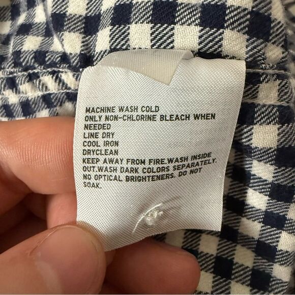 Uniqlo Flannel Shirt Womens Sz L White Black Checkered Button Up Long Sleeve - Picture 9 of 11